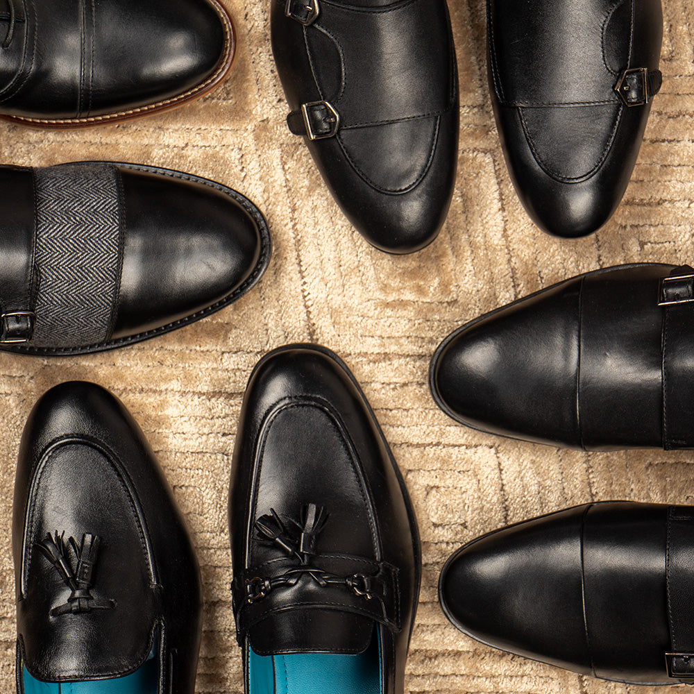 Men's Black Leather Shoes  Classic & Stylish Black Footwear