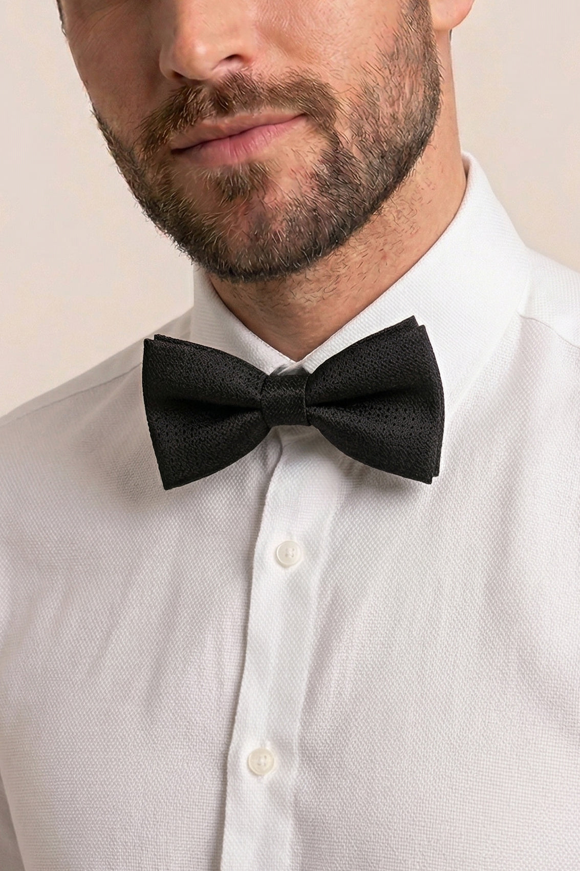 Oswin Hyde Black Self Texture Bowtie delicate self-textured pattern enhances the classic black shade