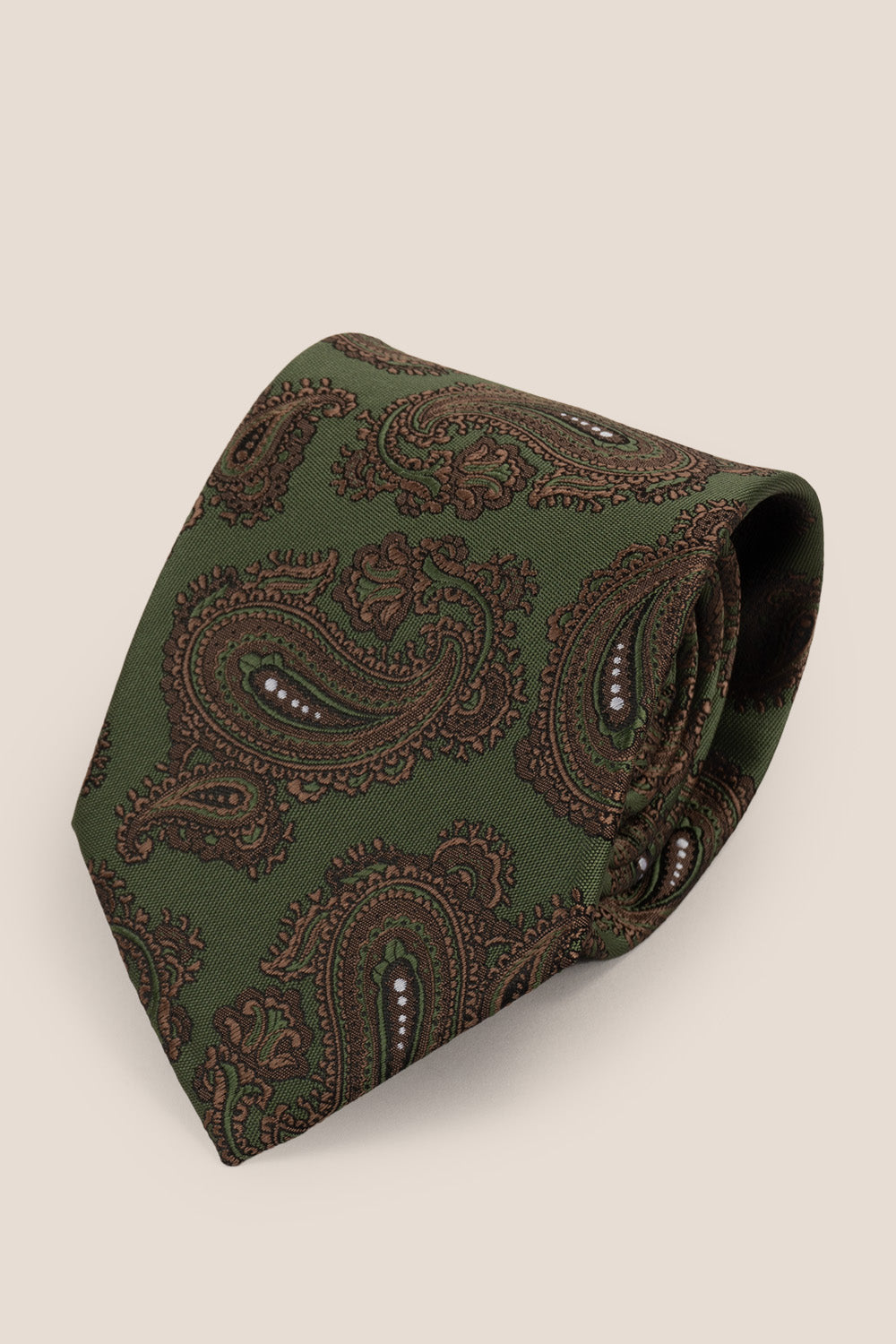 Paisley Green tie with intricate design, perfect for weddings, office wear, and casual events.