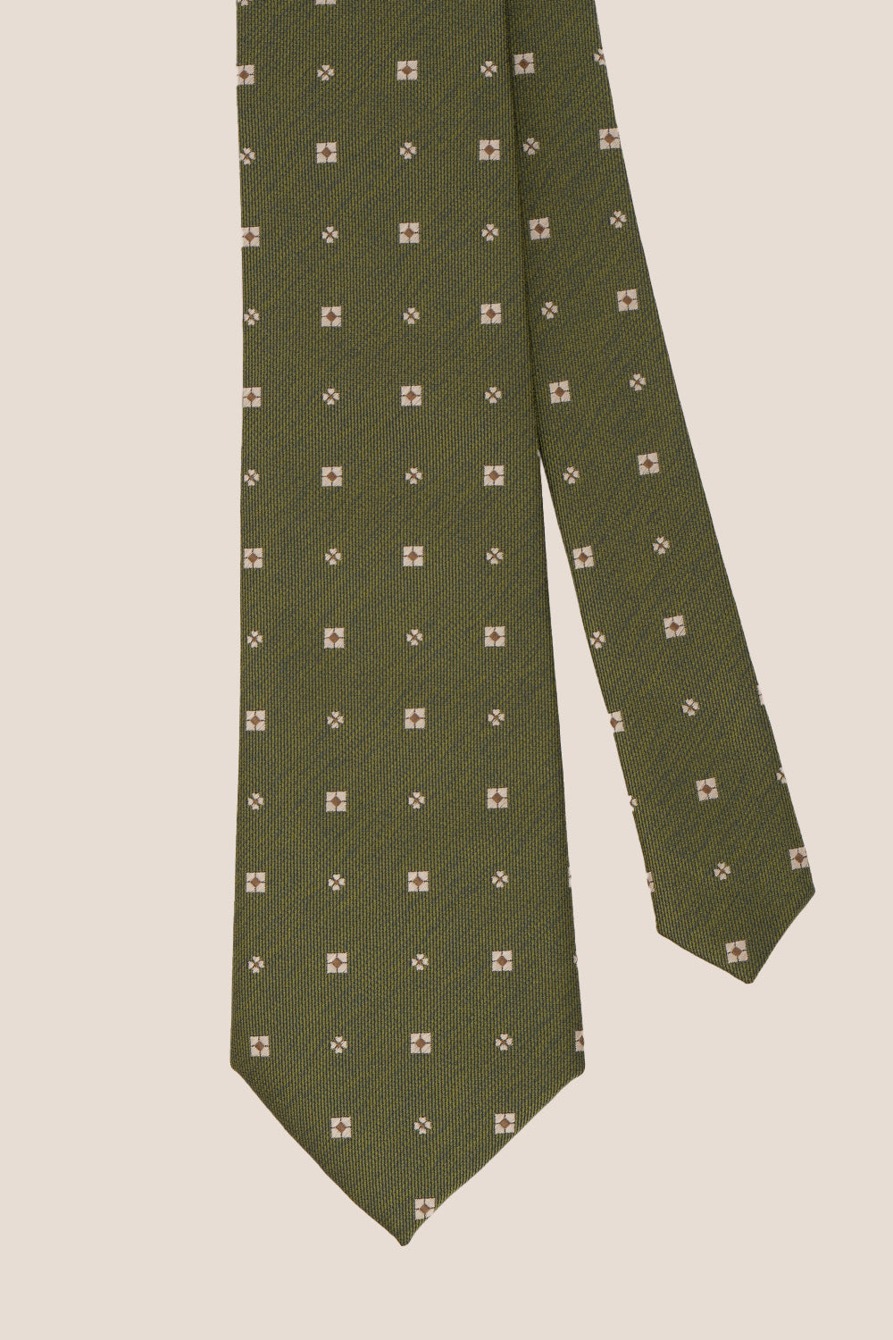 Off Square Green tie with sophisticated design, ideal for weddings, office wear, and casual outings.