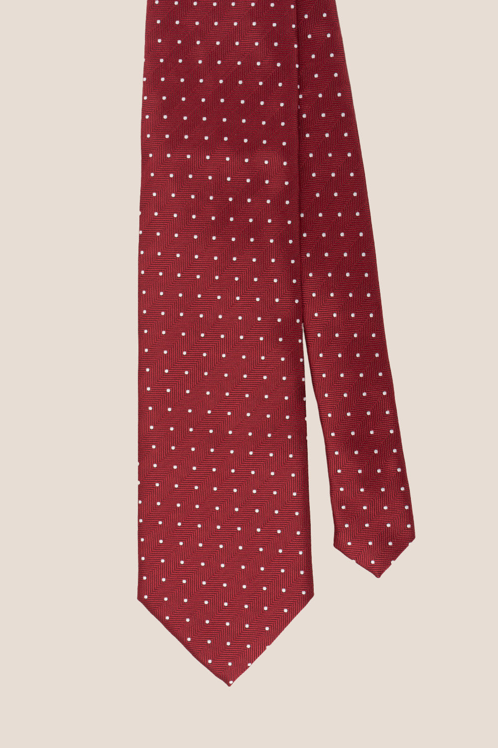Polka Red tie with intricate design, ideal for weddings, office wear, and formal occasions.