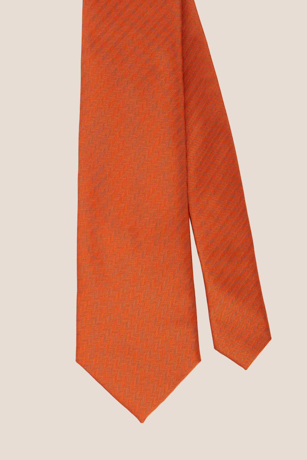 Orange Self Stripe tie with textured design, perfect for weddings, office wear, and formal occasions.