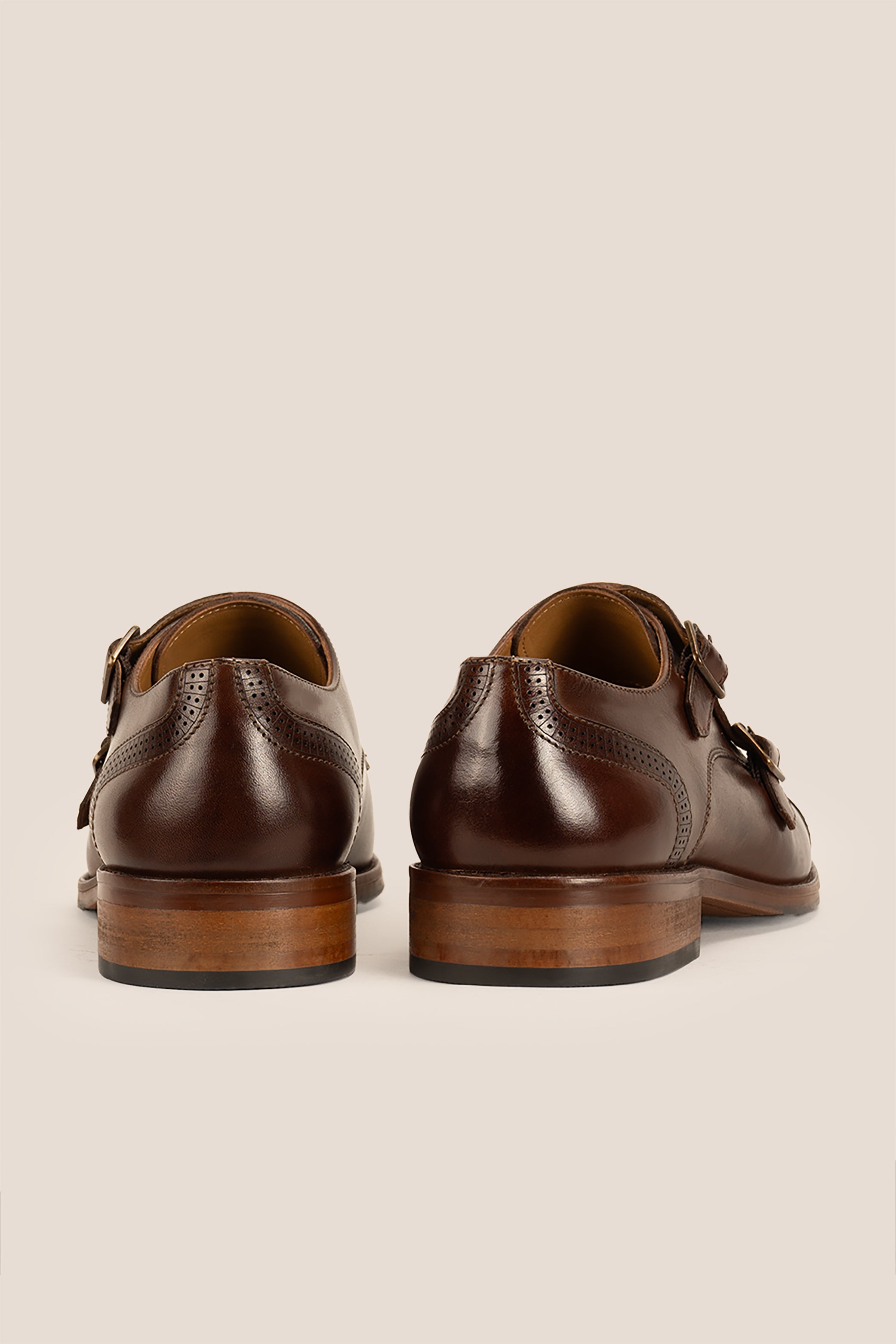 Ernest Brown monk toe cap leather shoes for men, featuring premium brown leather and classic monk strap design ideal for formal and smart occasions.