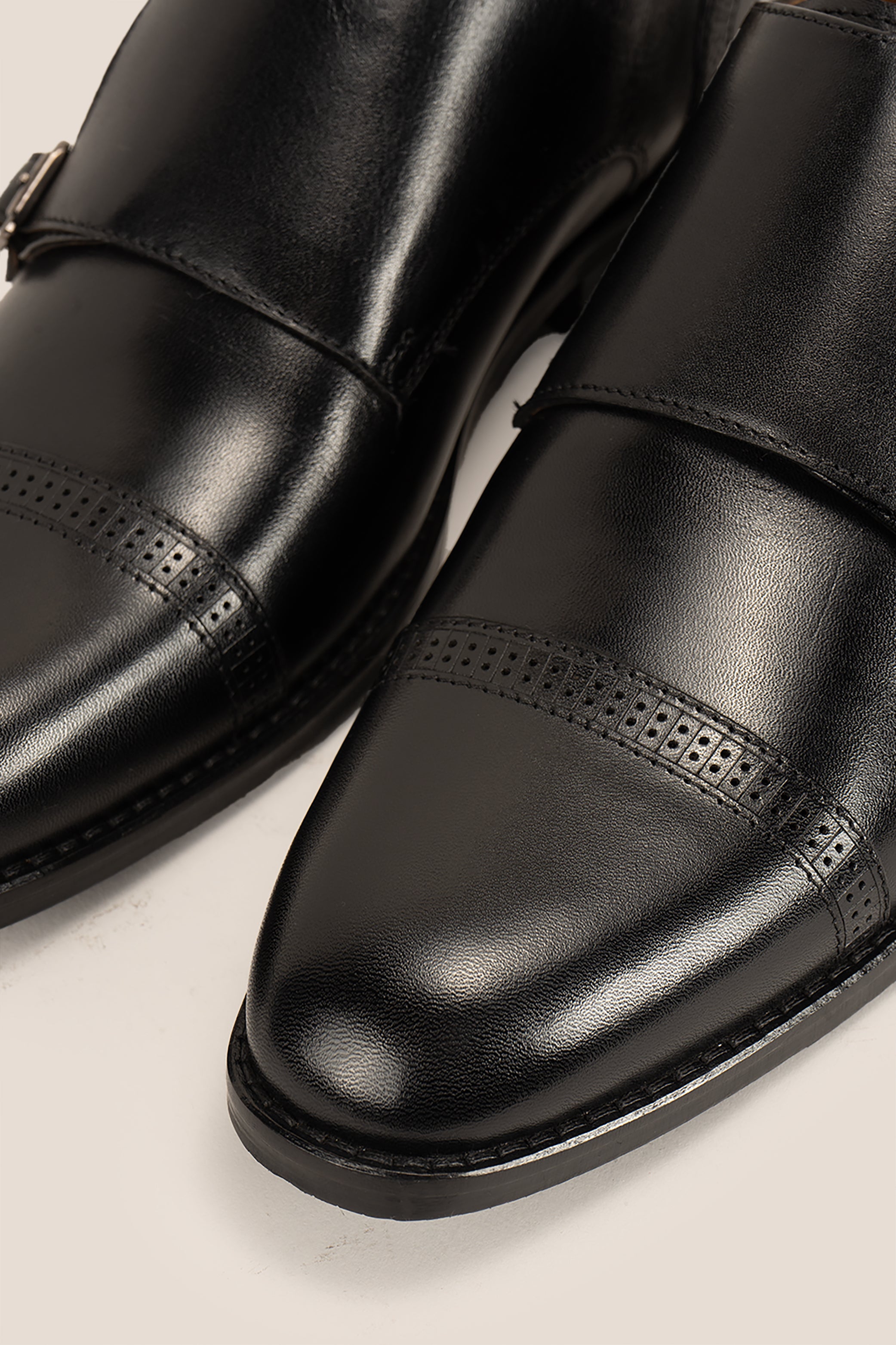 Ernest Black monk strap leather shoes for men with toe cap design—smart, polished, and ideal for formal occasions.
