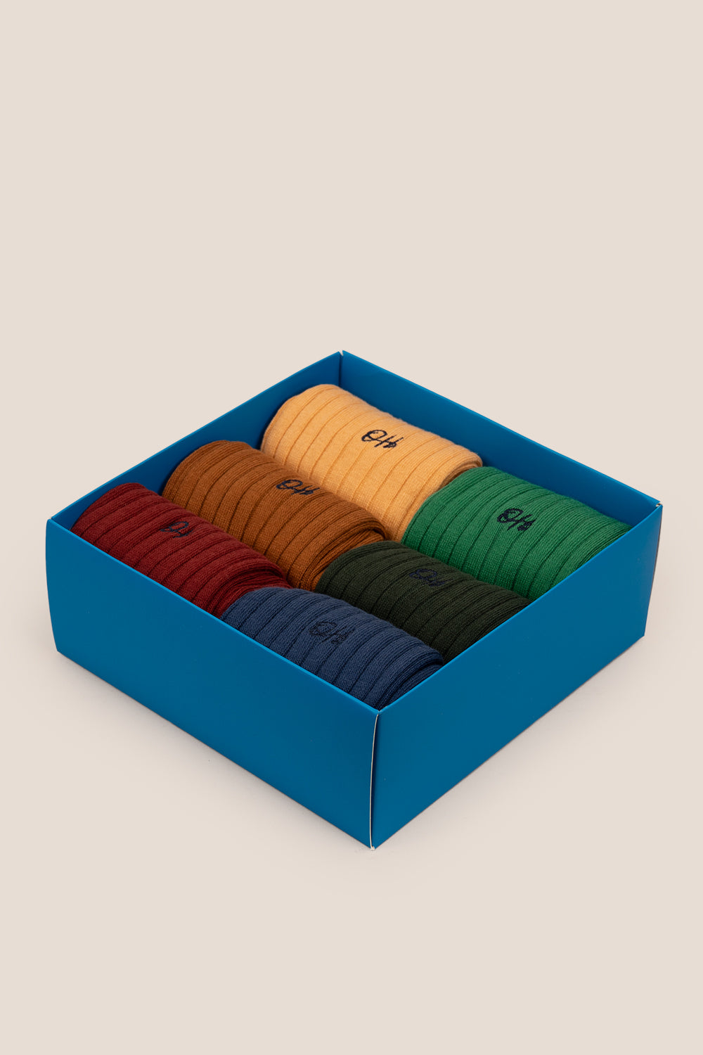 Oswin Hyde Pure Earth six pack socks in brown, green, and blue for men, offering luxury, comfort, and style.