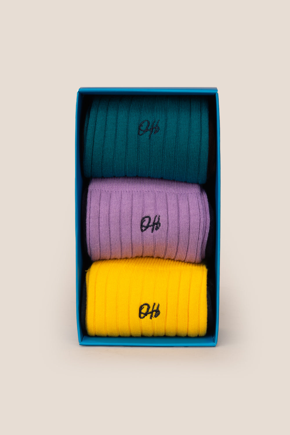 Oswin Hyde Dual Tone three pack socks for men with sophisticated design, packaged for gifting.