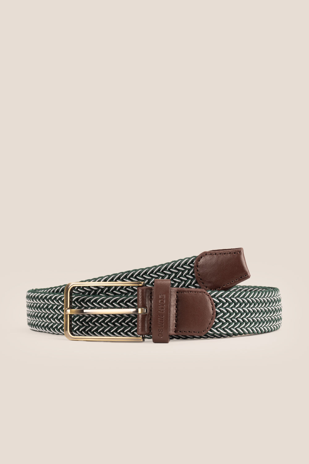 Bert Green Elastic Belt for men with vibrant green woven webbing, ideal for weddings and casual everyday wear.