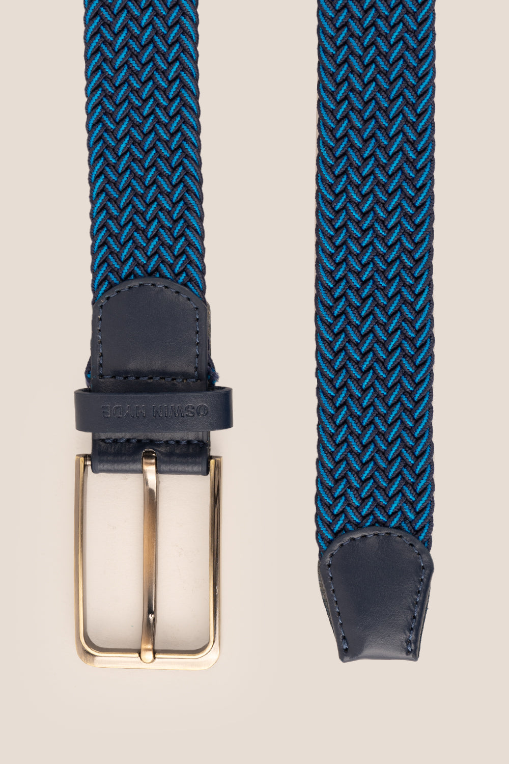 Bert Blue Elastic Belt for men with vibrant blue woven webbing, ideal for weddings and casual everyday wear.