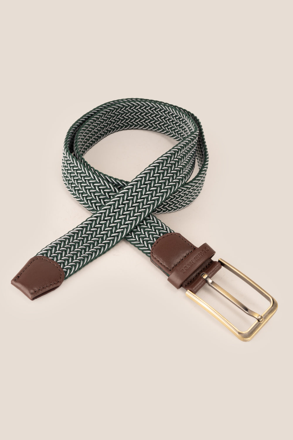 Bert Green Elastic Belt for men with vibrant green woven webbing, ideal for weddings and casual everyday wear.