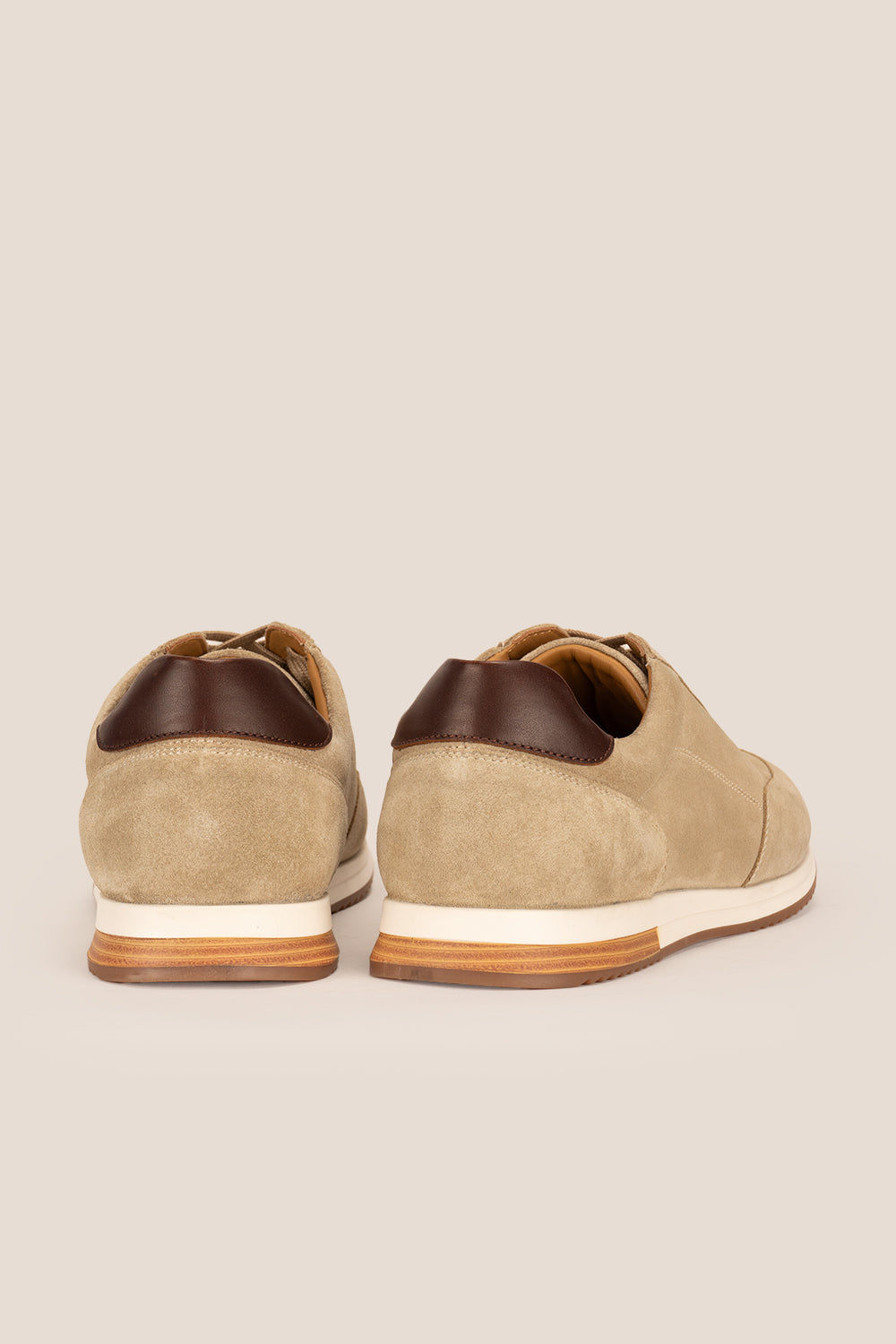 Spencer men’s sand suede sneakers with leather lining, tonal laces, and a cushioned sole for all-day comfort and effortless smart-casual style.