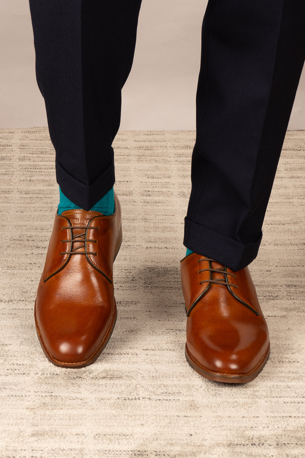 Edison tan leather Derby shoes for men featuring a 3-eyelet design, breathable lining, and durable leather sole for formal and smart casual occasions.