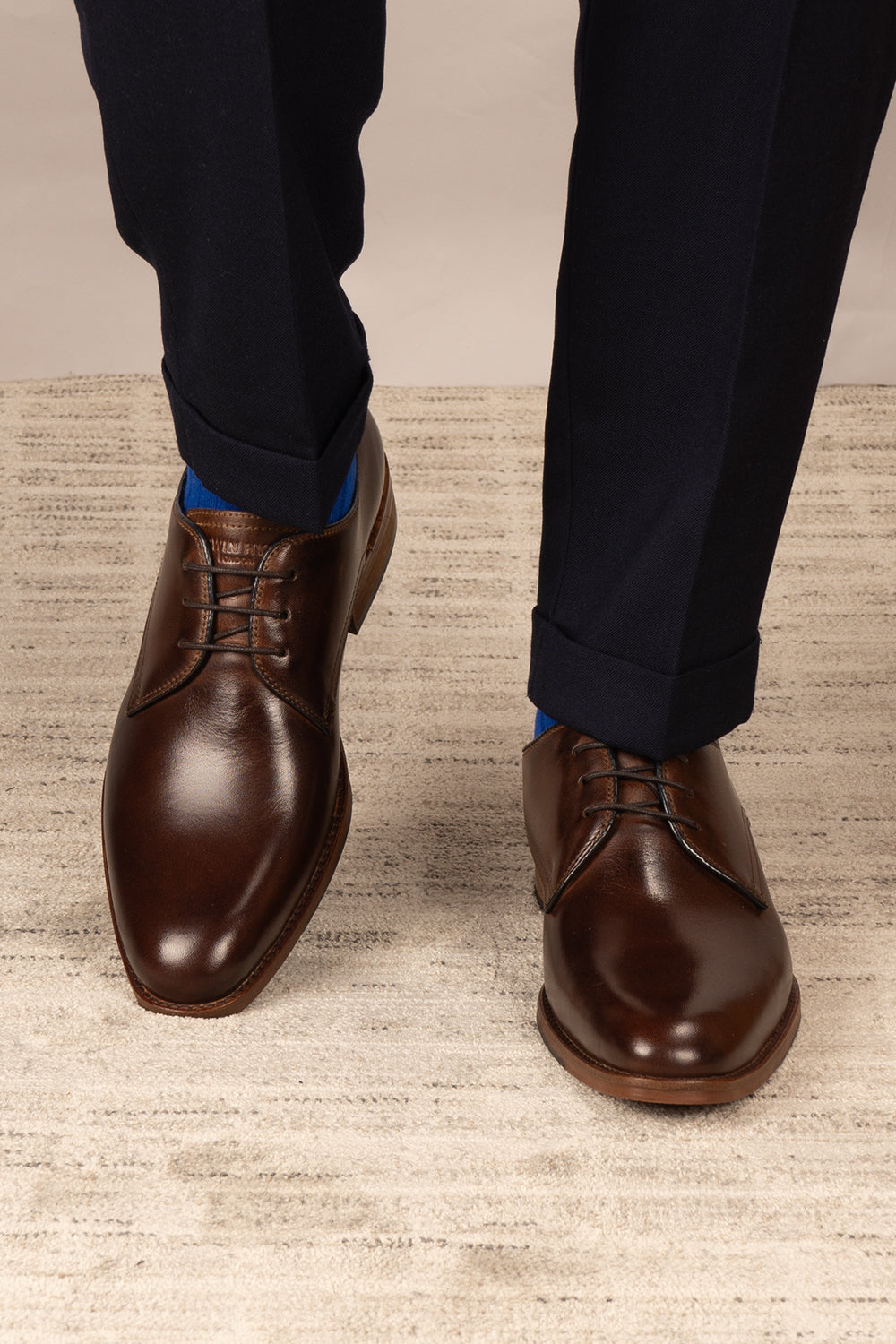 Edison Brown men's derby leather shoes with 3-eyelet design crafted from premium brown leather, ideal for formal and smart casual occasions.