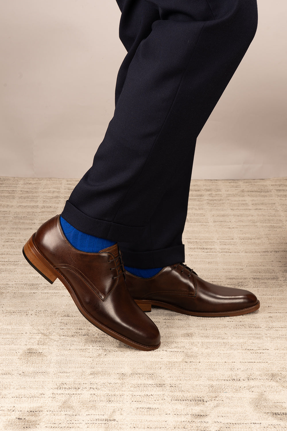 Edison Brown men's derby leather shoes with 3-eyelet design crafted from premium brown leather, ideal for formal and smart casual occasions.