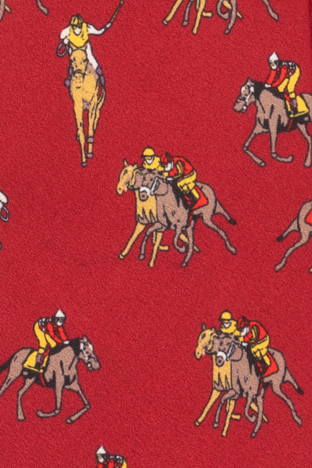 Polo Red tie with printed design, ideal for weddings, office events, and formal occasions.