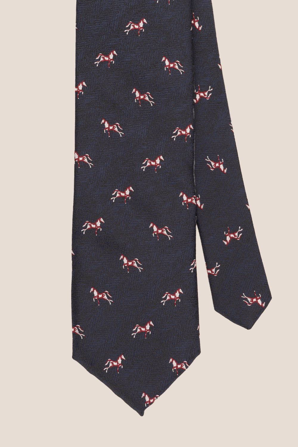 Gallop Navy tie with printed design, ideal for weddings, office wear, and formal occasions.