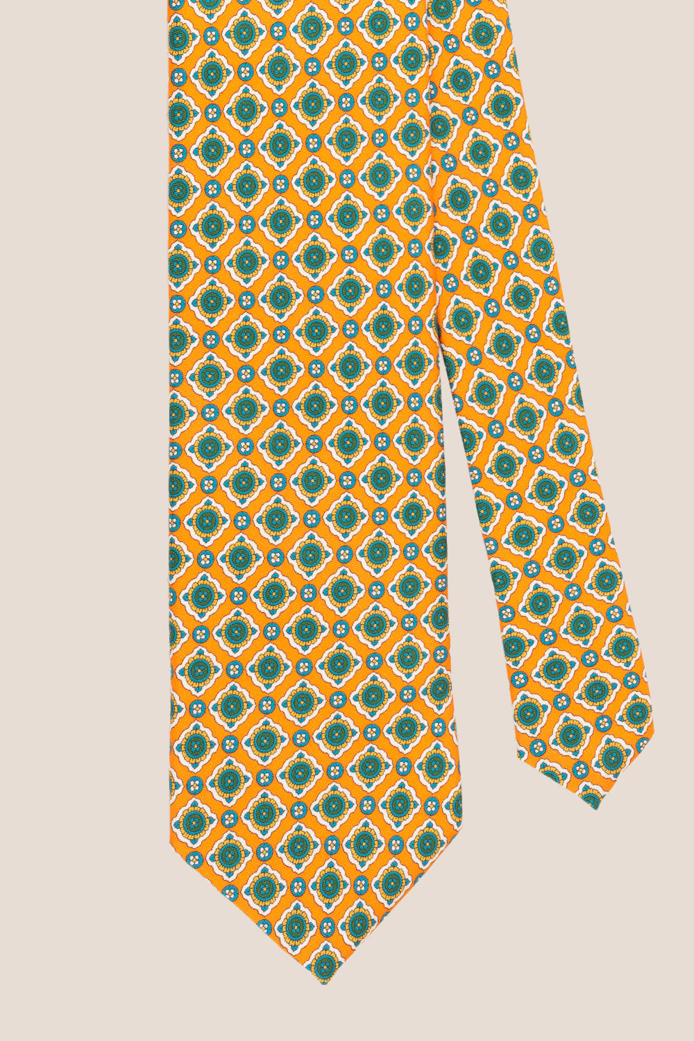 Orange Geometric Pattern Silk Tie with elegant design, perfect for weddings, formal occasions, and smart attire.