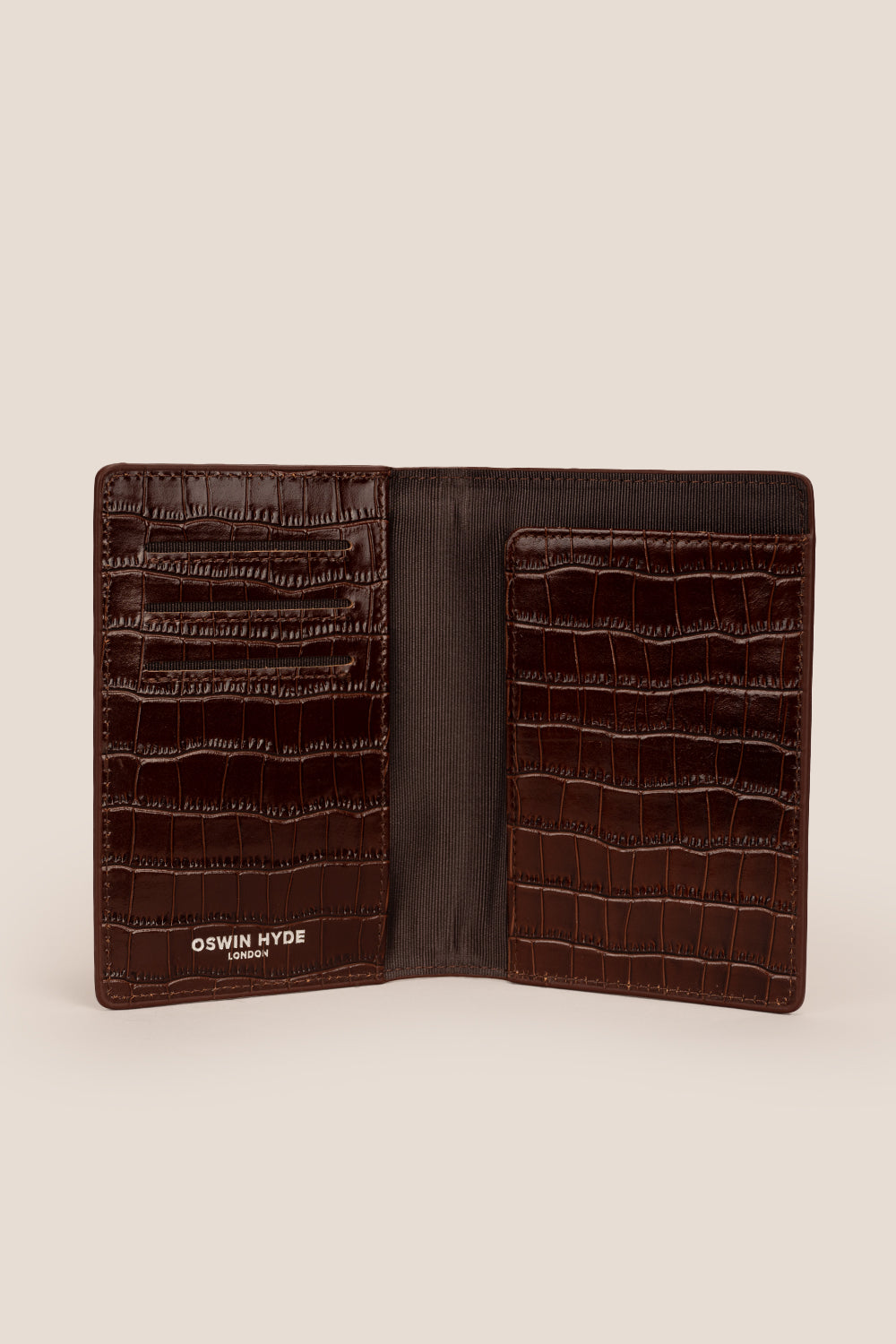 Covent Brown Croc Passport Holder | Oswin Hyde
