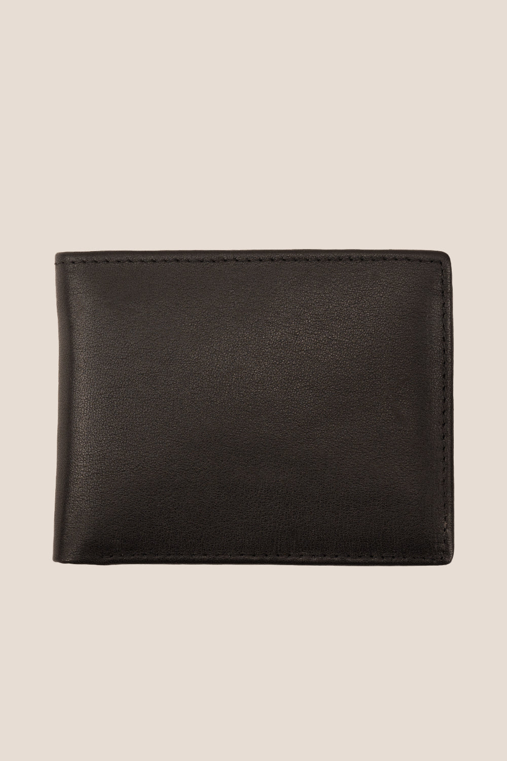 Oxford black luxury leather bi-fold wallet for men by Oswin Hyde – premium smooth leather wallet with silver embossed logo and multiple card slots.