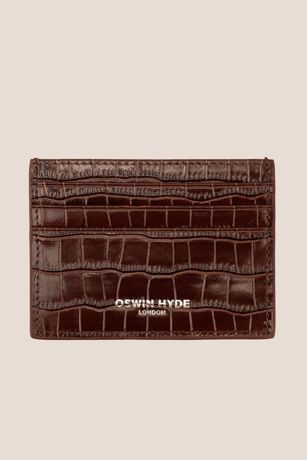 Chancery Brown Croc Card Holder | Oswin Hyde