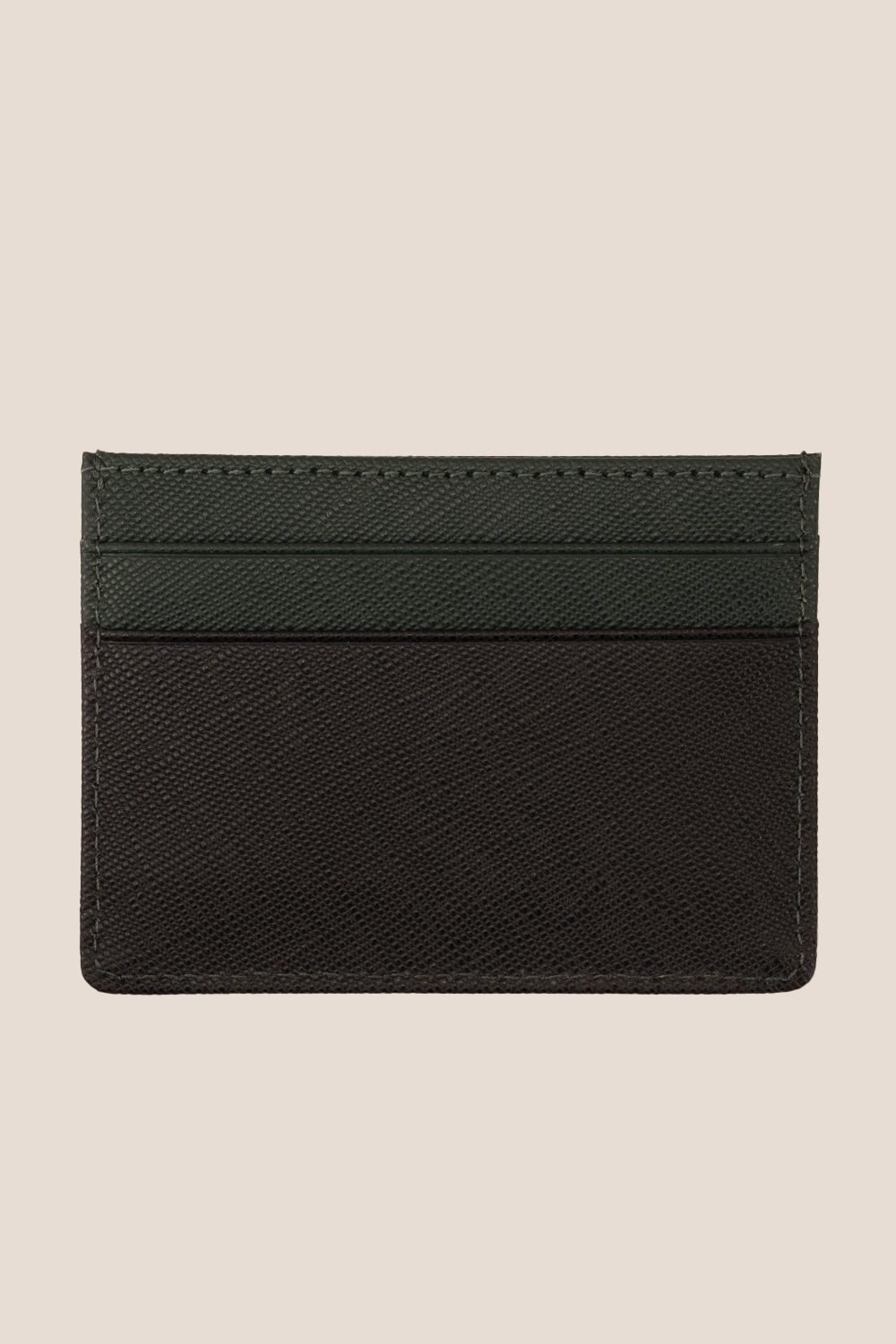 Holborn green saffiano leather card holder for men by Oswin Hyde – slim, luxury wallet with silver embossed logo and premium textured finish.