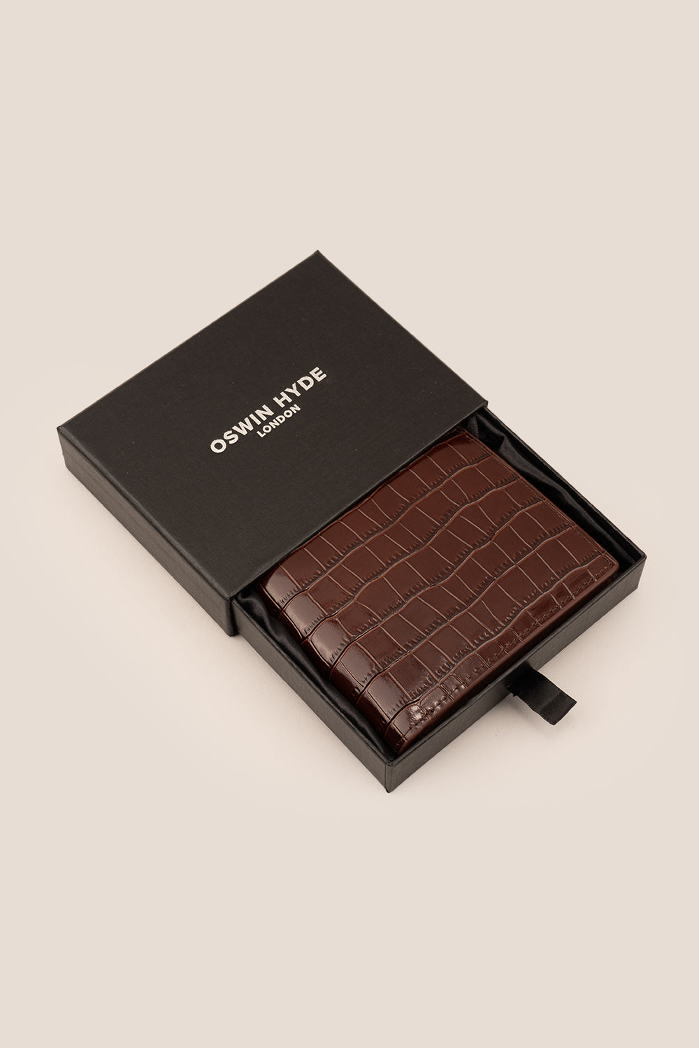 Leicester Brown Croc Wallet | Oswin Hyde
