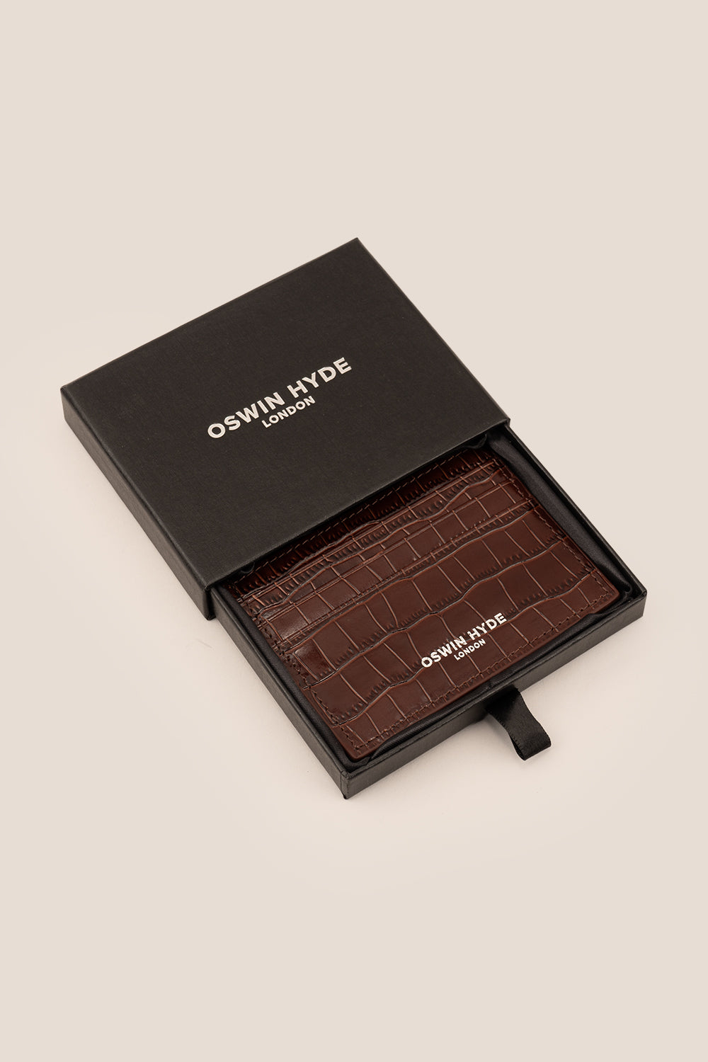 Chancery Brown Croc Card Holder | Oswin Hyde