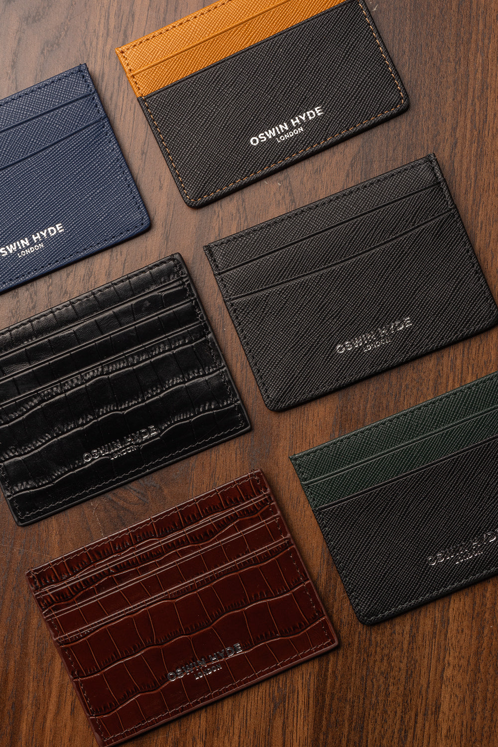 Chancery Brown Croc Card Holder | Oswin Hyde