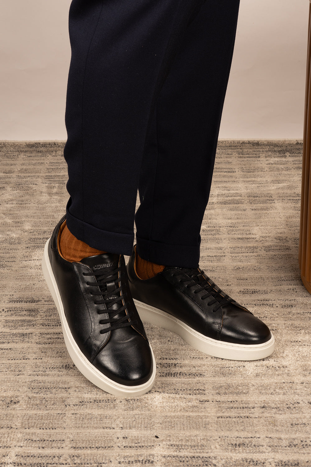 Harris black derby sneakers for men made from premium leather with modern design and casual-smart appeal.