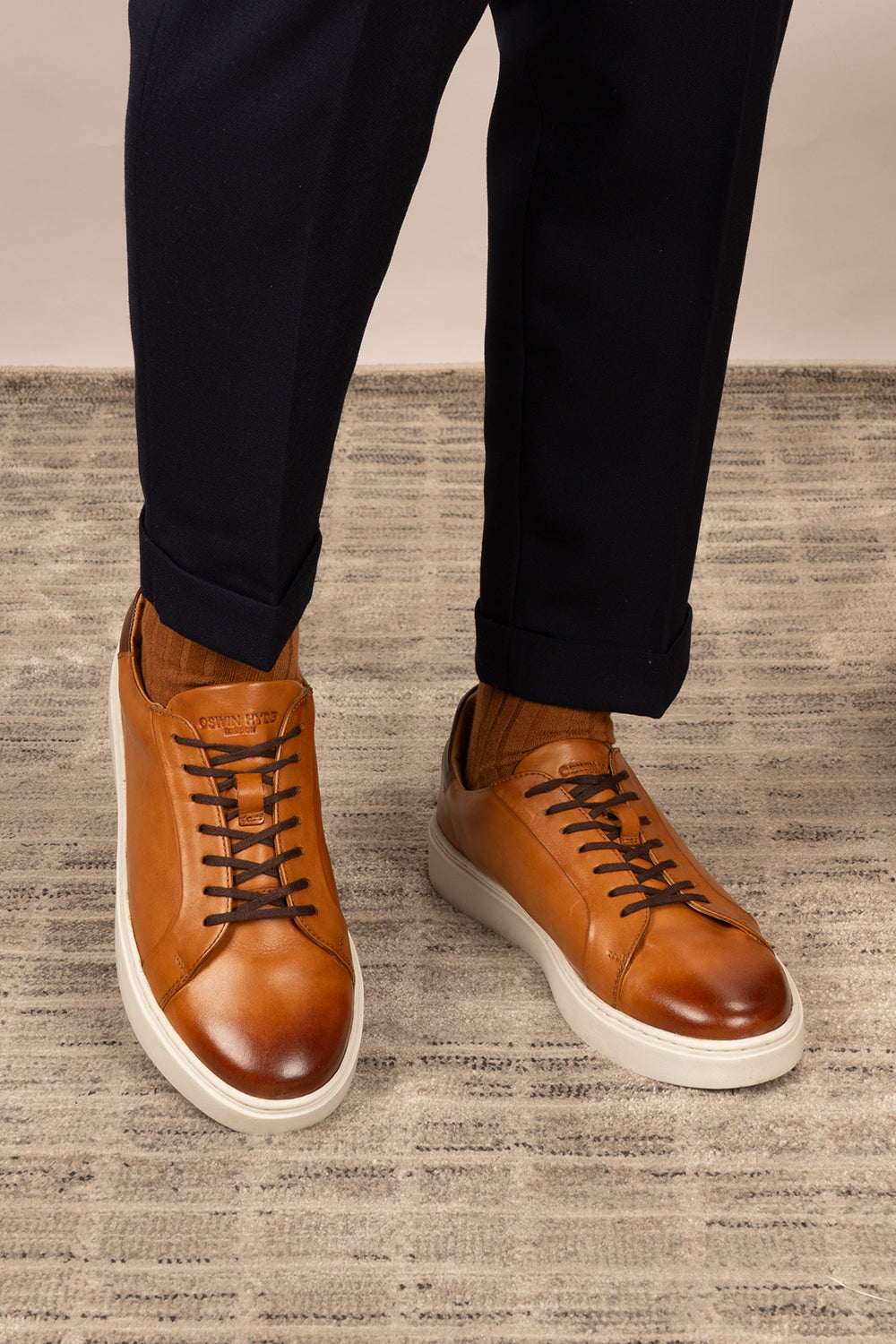 Harris tan Derby sneakers for men made from premium leather, combining smart Derby style with the comfort and practicality of everyday sneakers.