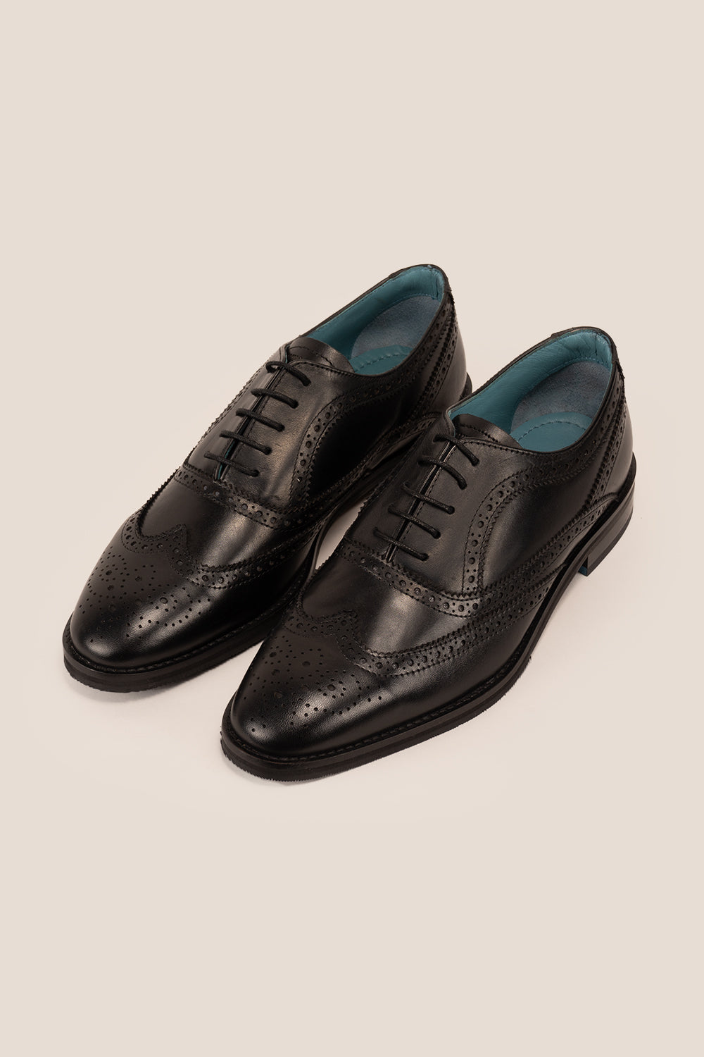 Stokes Black Oxford wing cap brogue men’s leather shoes crafted from premium leather with classic brogue detailing, ideal for formal wear.