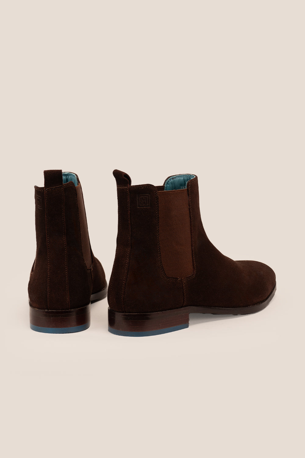 Vinnie brown suede Chelsea boots for men by Oswin Hyde – sleek silhouette with stacked heel and soft suede upper for stylish, comfortable everyday wear.