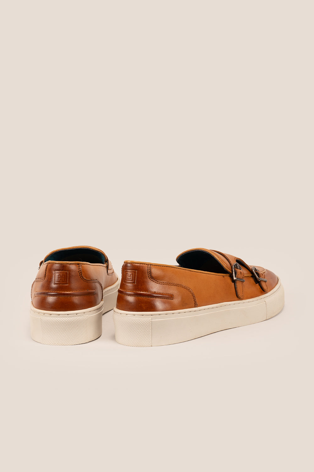 Owen Tan monk leather loafers for men featuring premium tan leather and classic monk strap design for stylish formal and smart casual wear.