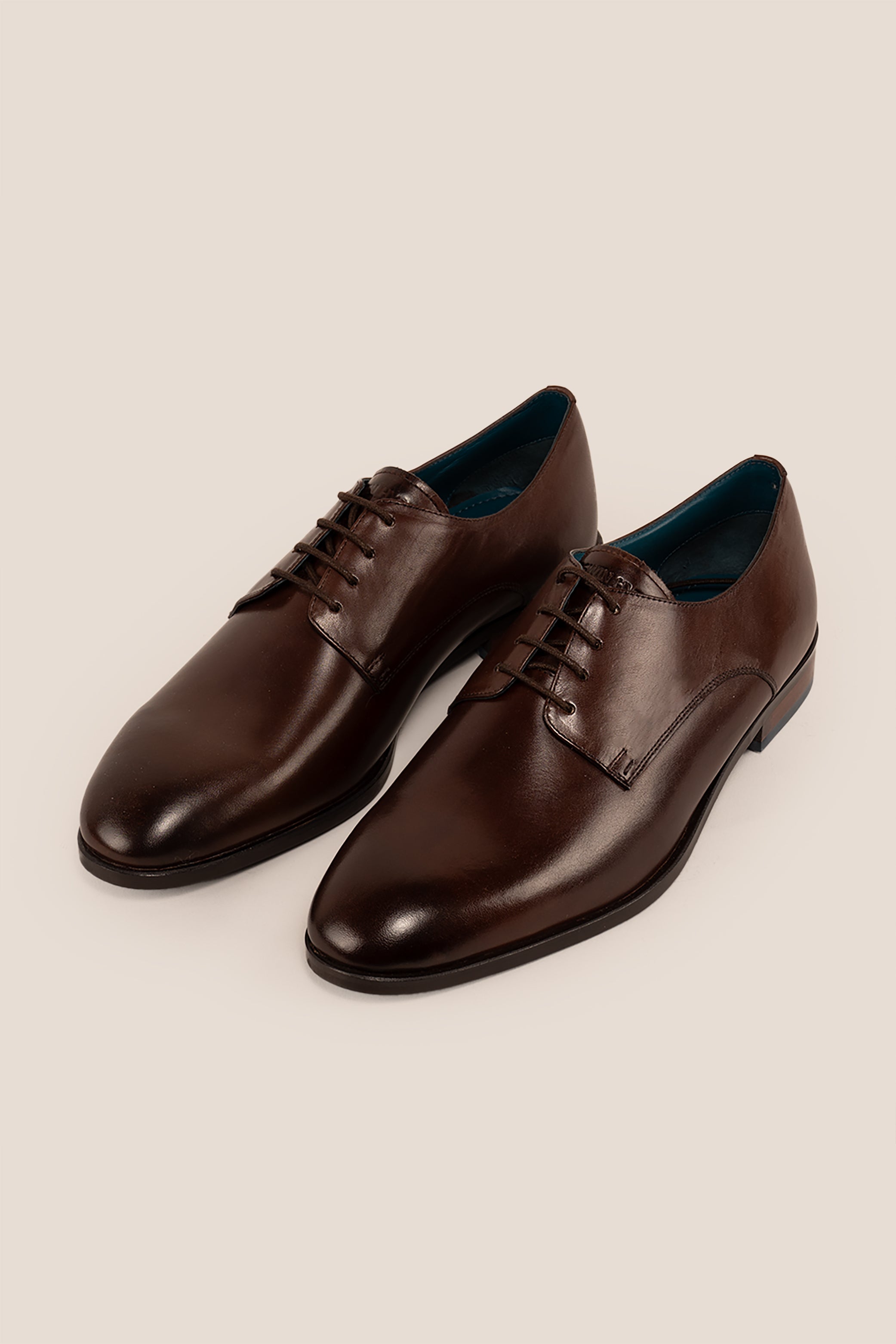 Keyon brown derby lace-up leather shoes for men, made with premium leather for a smart, timeless look – perfect for formal, office, and everyday style.