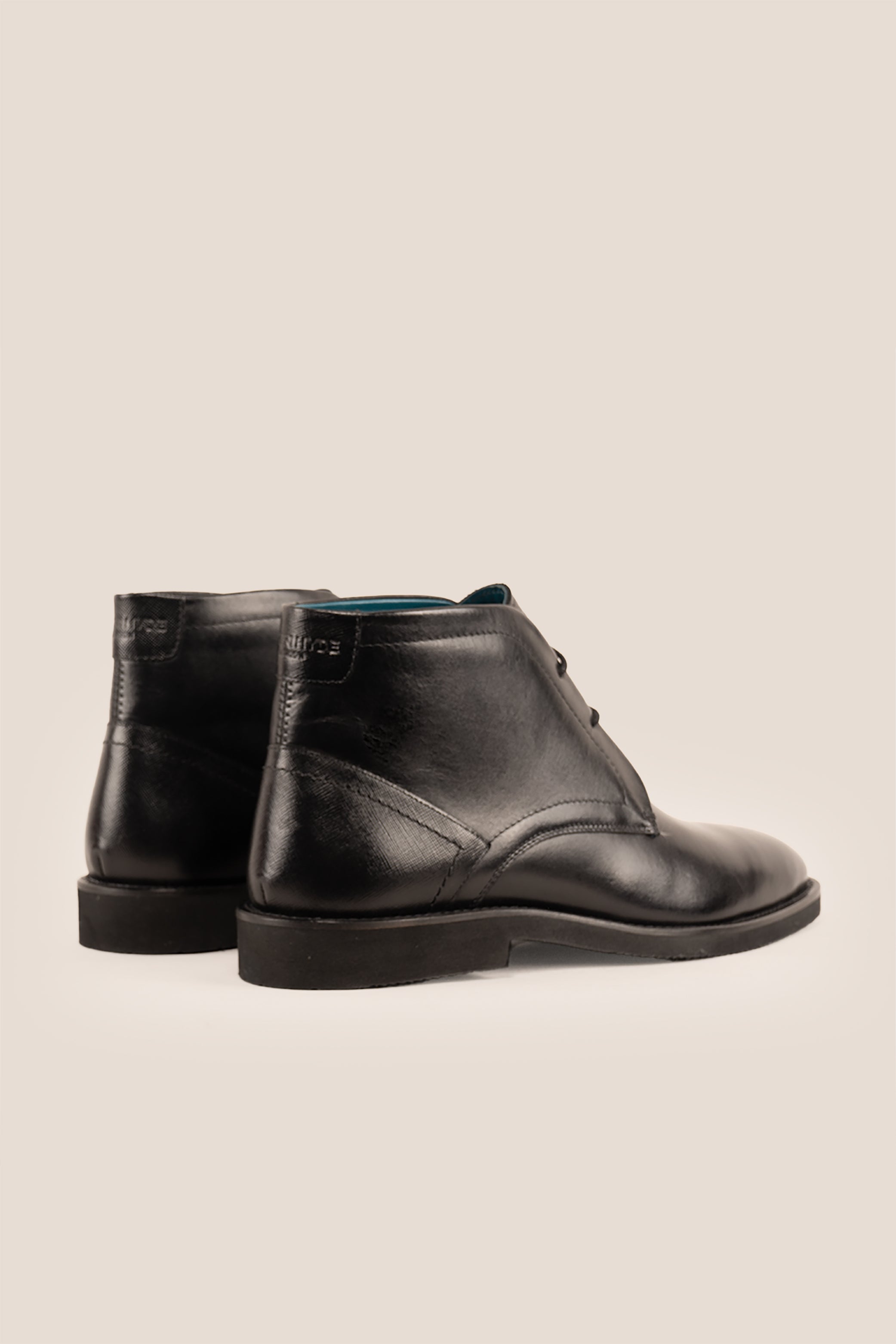 Jefferson Black Chukka boots for men made from high-quality saffiano leather, offering bold elegance, casual versatility, and modern sophistication.