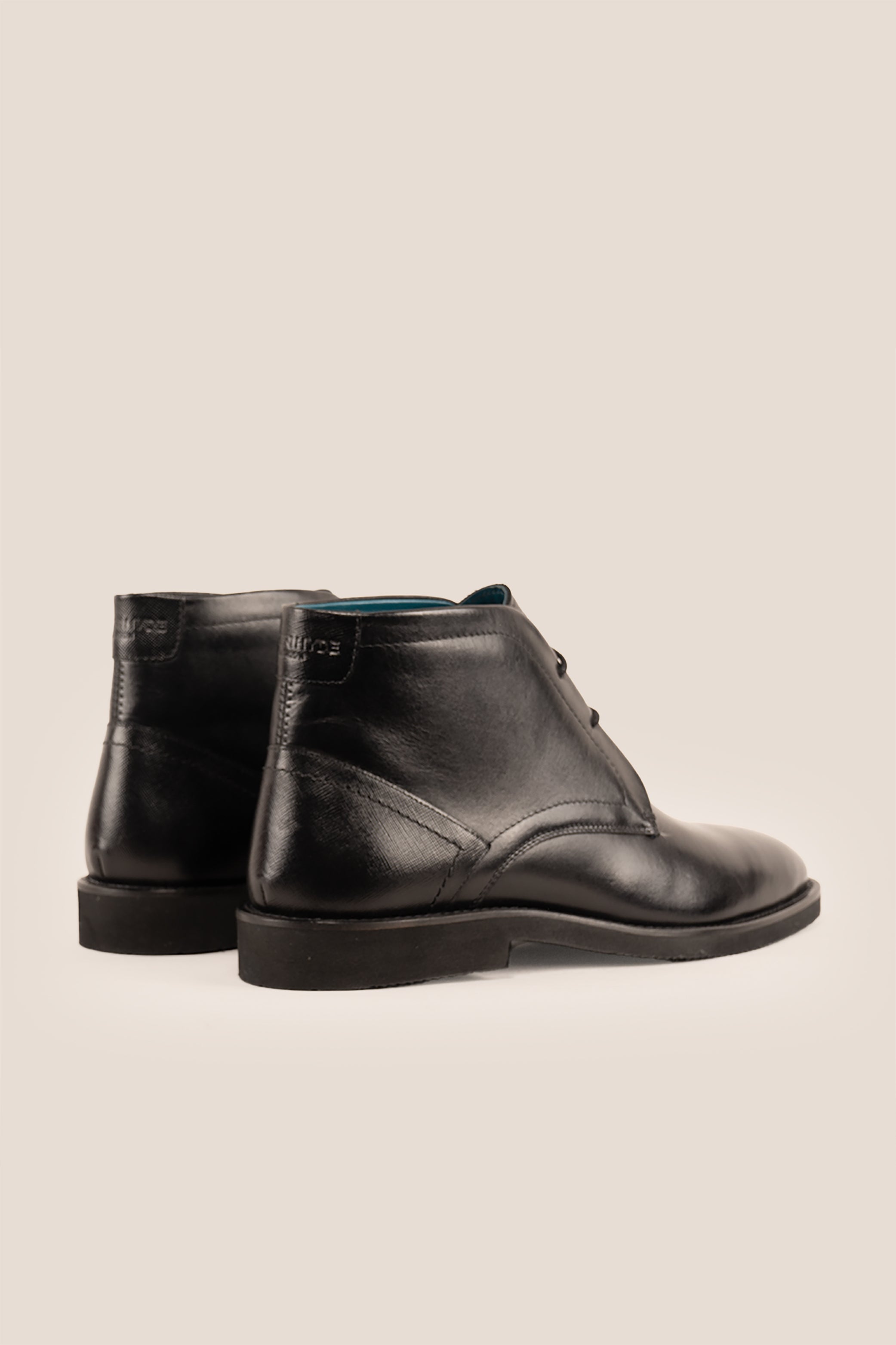 Jefferson Black Chukka boots for men made from high-quality saffiano leather, offering bold elegance, casual versatility, and modern sophistication.