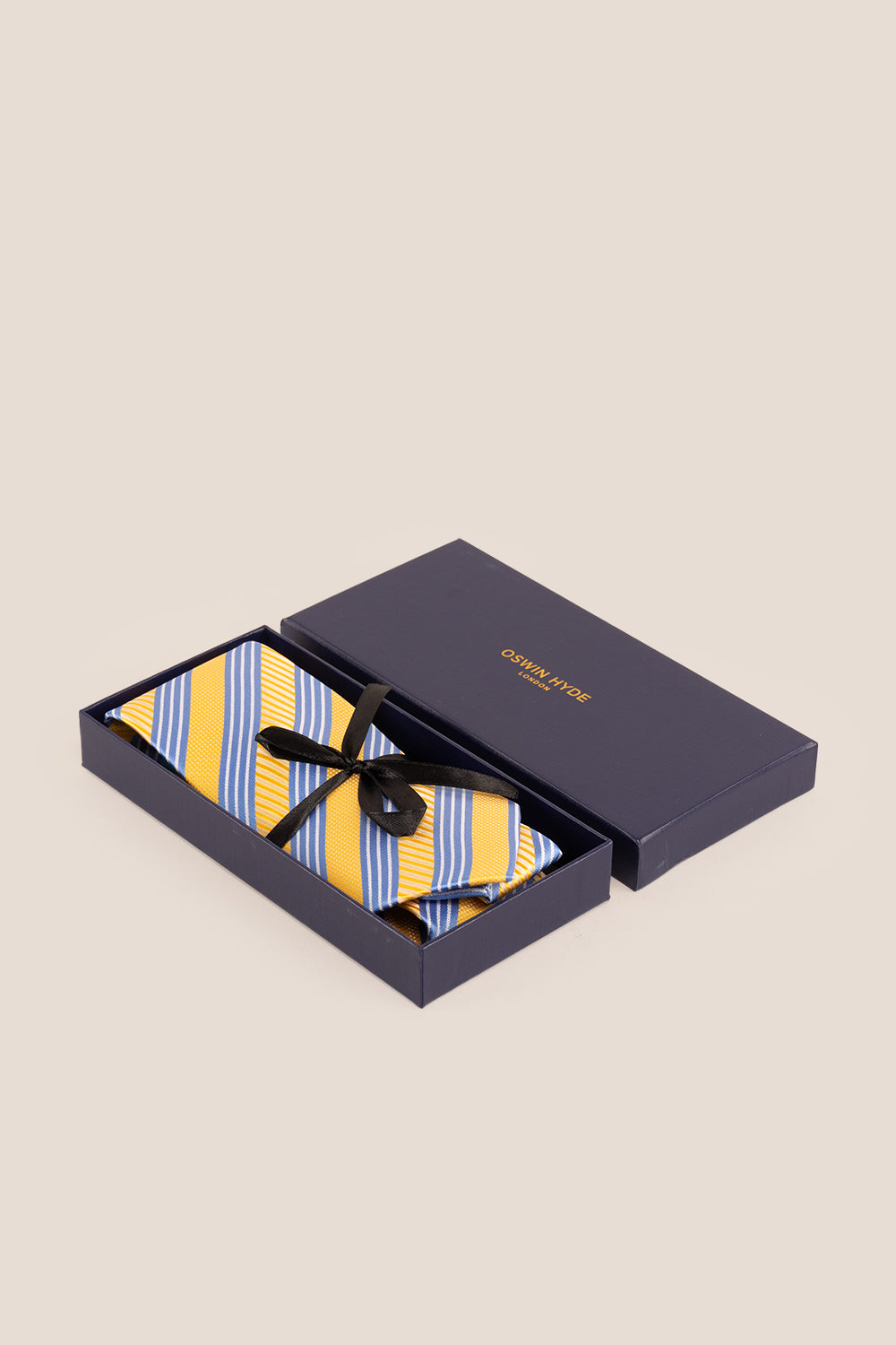 Classic Stripe Yellow Blue tie with luxurious design, ideal for weddings, office wear, and casual occasions.