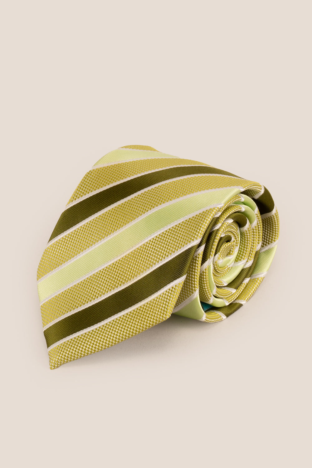 Classic Stripe Mint Olive tie with sophisticated design, perfect for formal occasions, office wear, and casual outings.