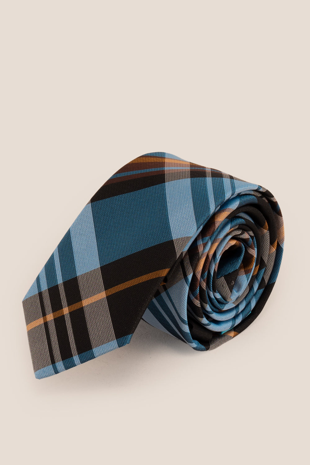 Checks Blue Black tie with sophisticated design, ideal for weddings, office meetings, and casual wear.