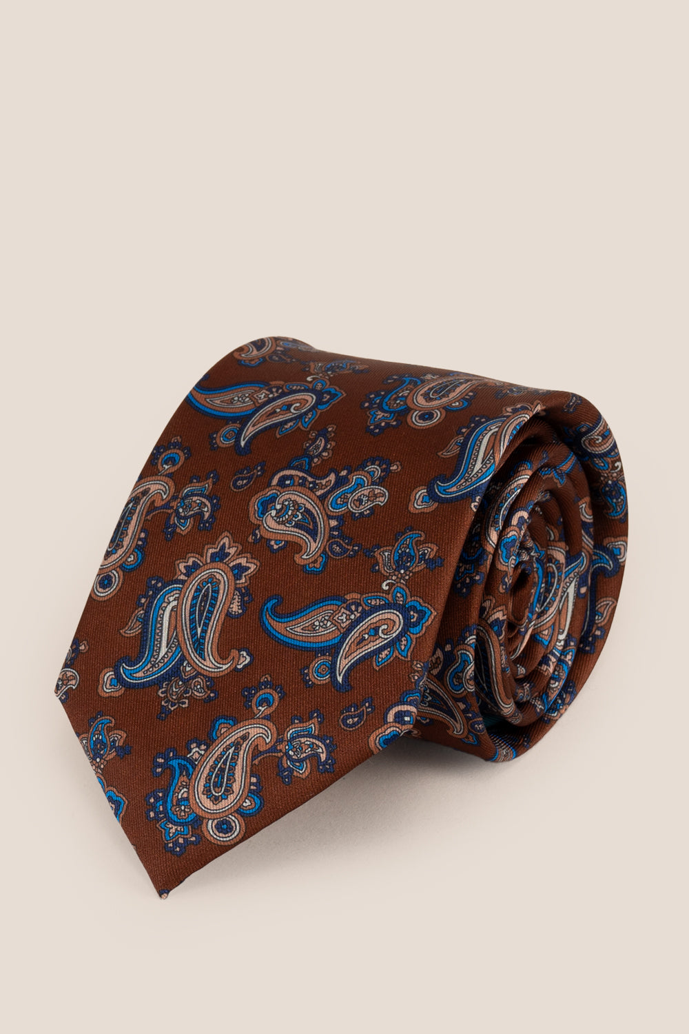 Paisley Print Brown tie with elegant design, perfect for weddings and formal occasions.
