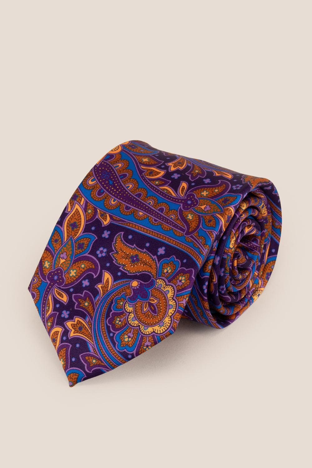 Print Violet tie with vibrant design, ideal for weddings, casual wear, and formal occasions.