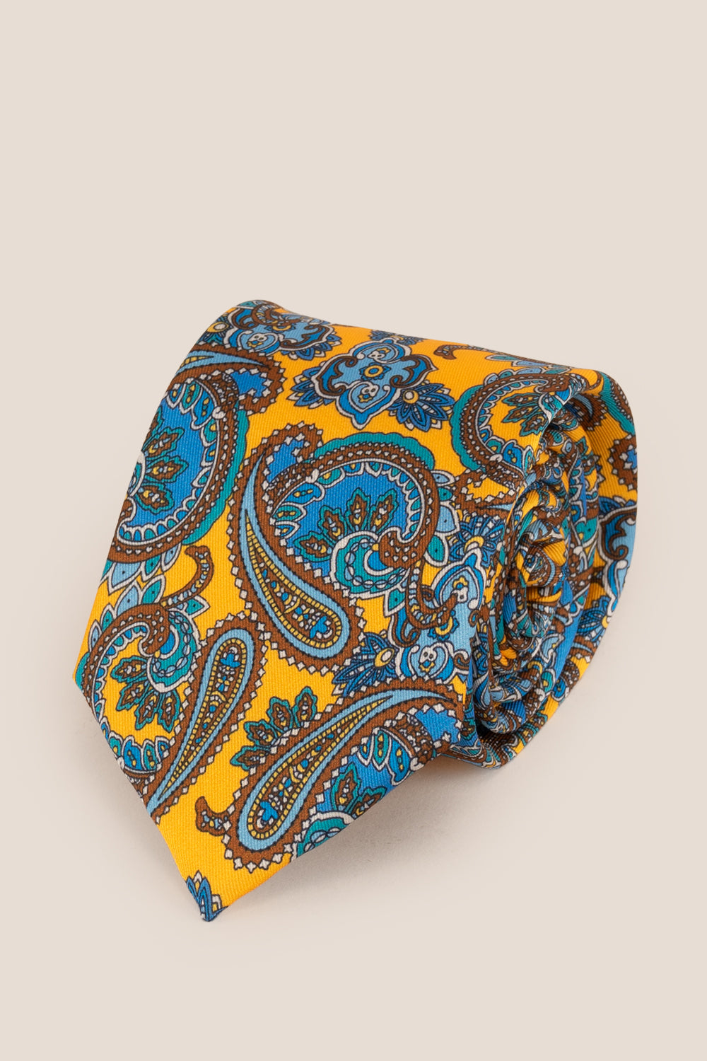 Paisley Print Yellow tie with elegant design, ideal for weddings, office events, and casual wear.