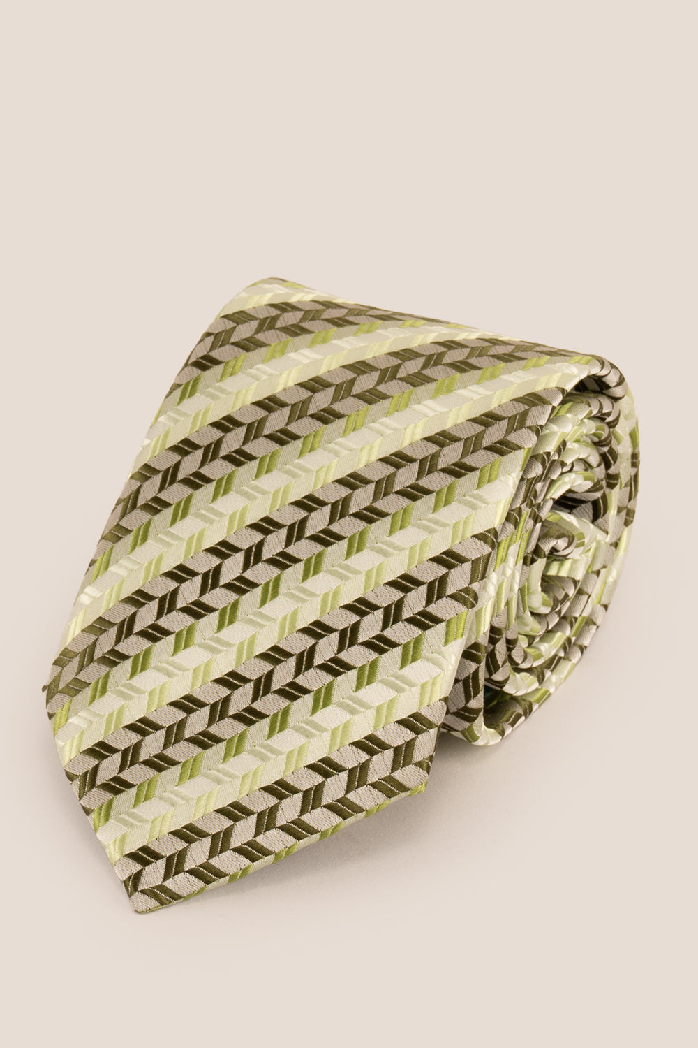 Geometric Stripes Olive Green tie with sophisticated design, perfect for weddings, office meetings, and casual outings.
