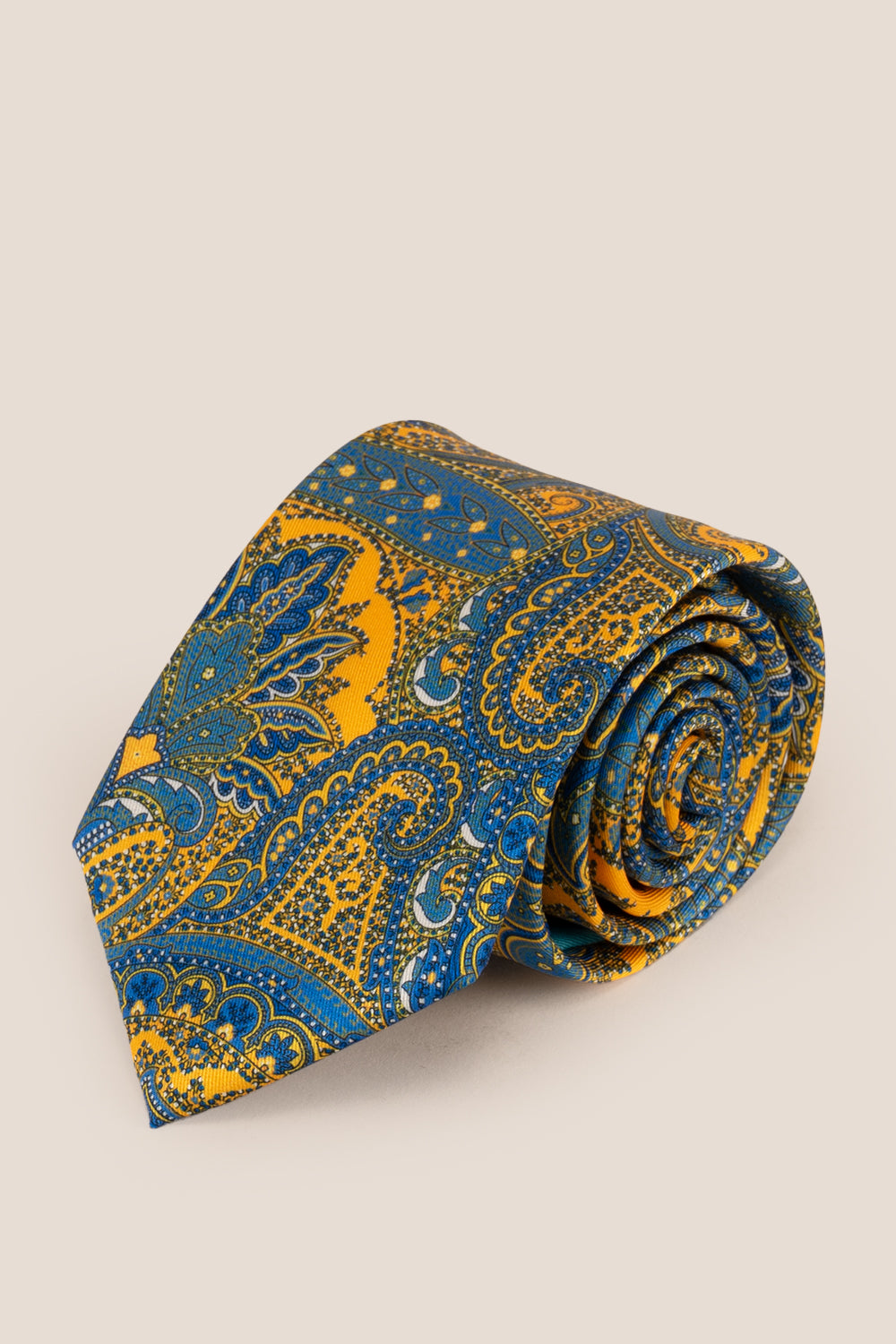 Print Yellow tie with sophisticated design, perfect for weddings, office wear, and casual occasions.