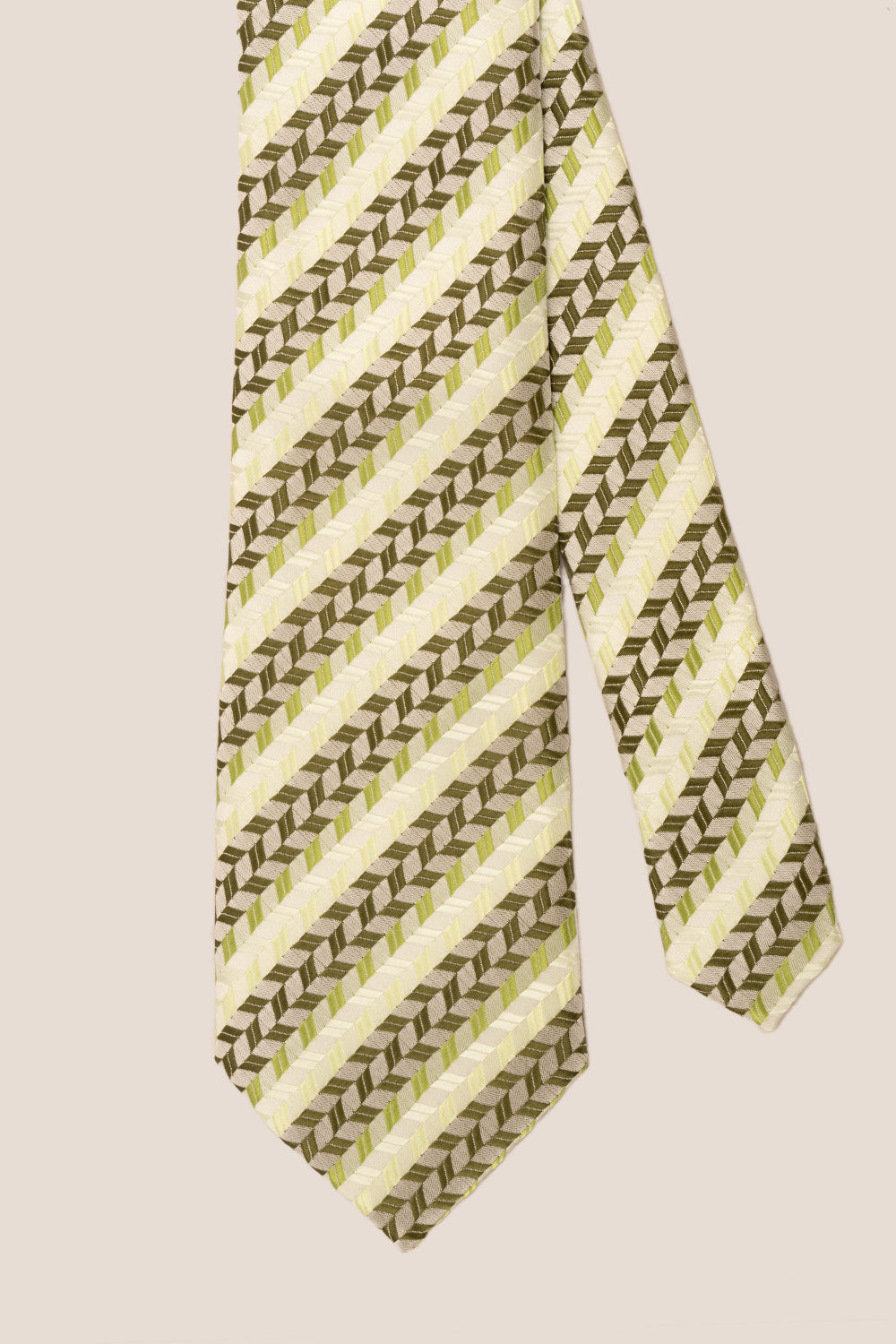Geometric Stripes Olive Green tie with sophisticated design, perfect for weddings, office meetings, and casual outings.