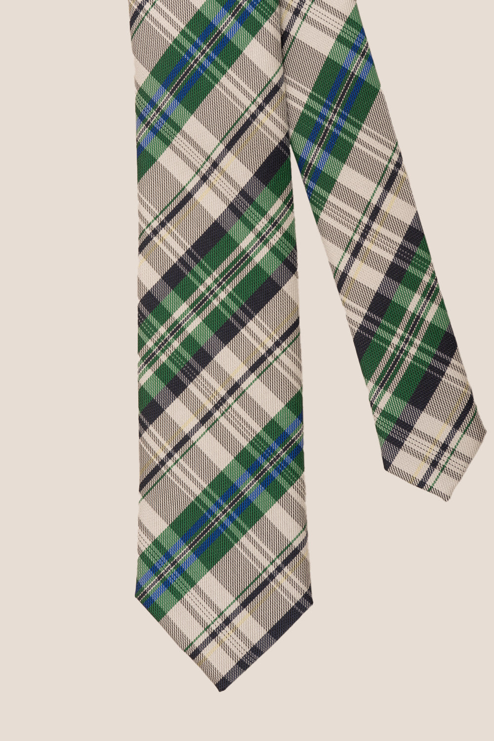 Checks Green White tie with printed design, ideal for weddings, office events, and formal occasions.