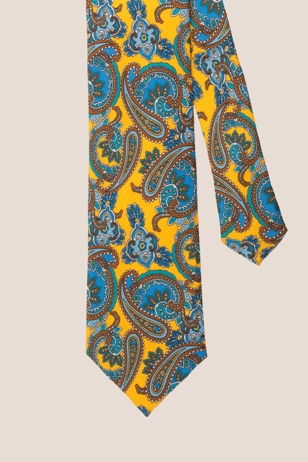 Paisley Print Yellow tie with elegant design, ideal for weddings, office events, and casual wear.