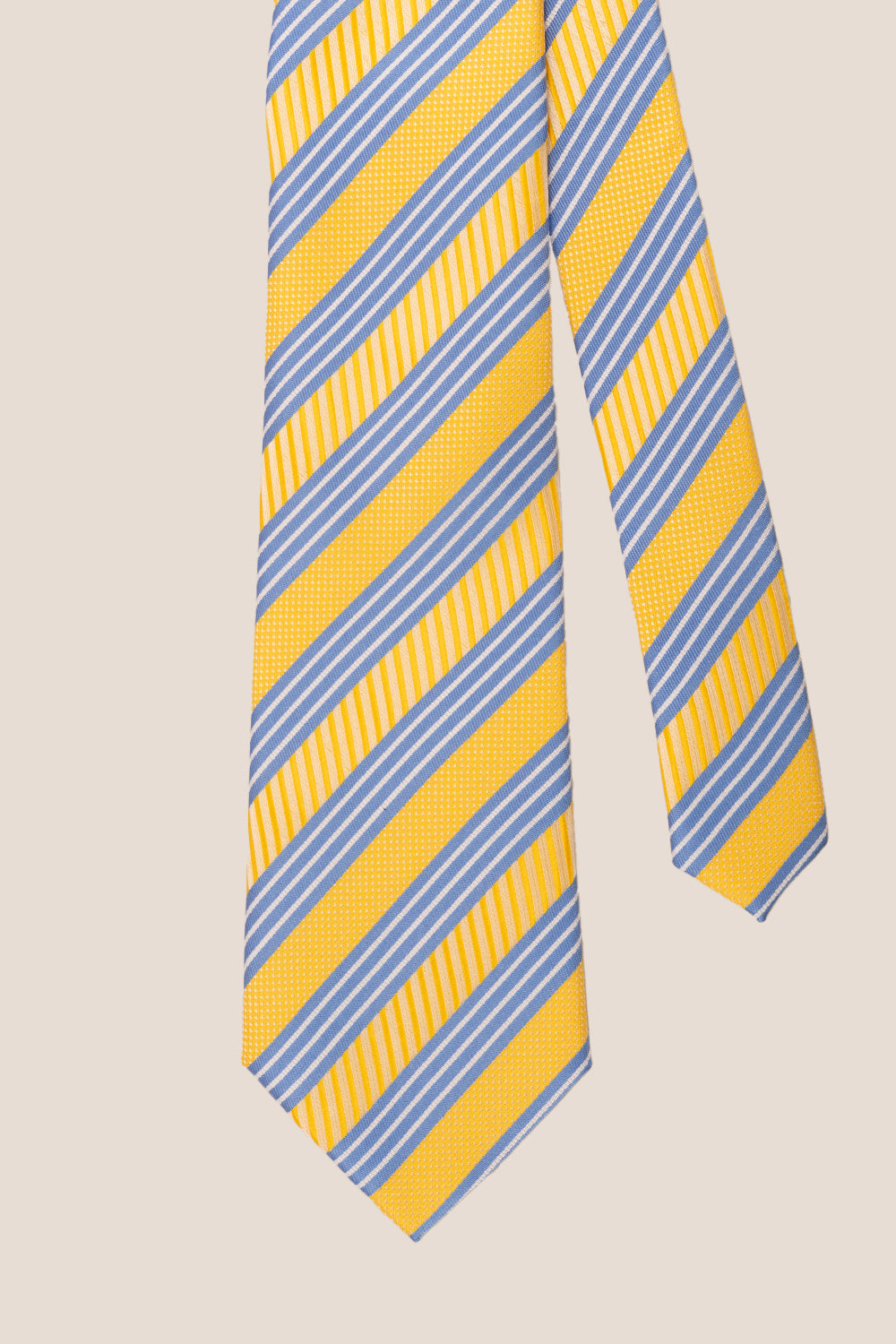 Classic Stripe Yellow Blue tie with luxurious design, ideal for weddings, office wear, and casual occasions.
