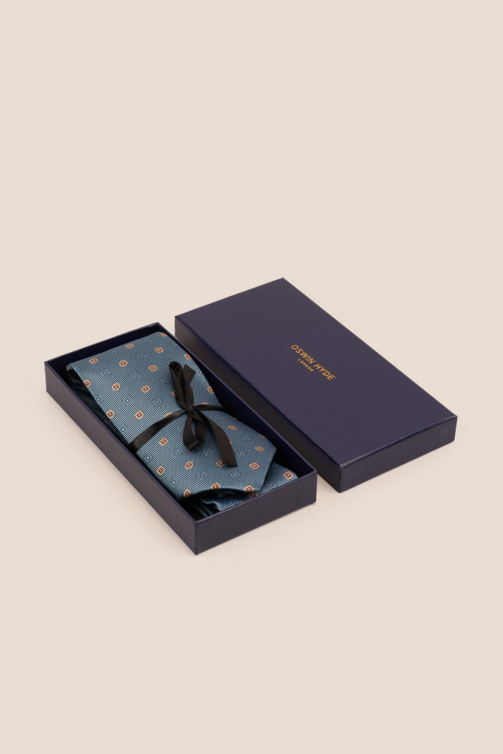Squares Air Force Blue tie with printed design, ideal for weddings, office events, and formal occasions.