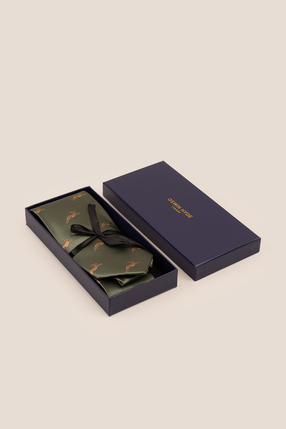 Buck Green tie with rabbit print, perfect for weddings, office events, and formal occasions.