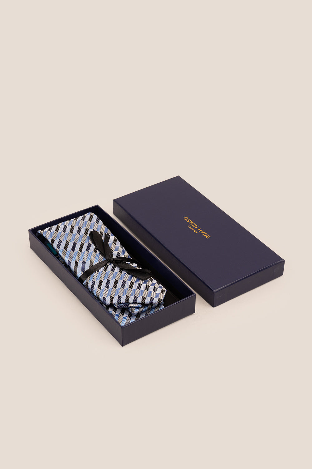 Geometric Stripe Blue tie with luxurious design, perfect for weddings, office wear, and casual occasions.
